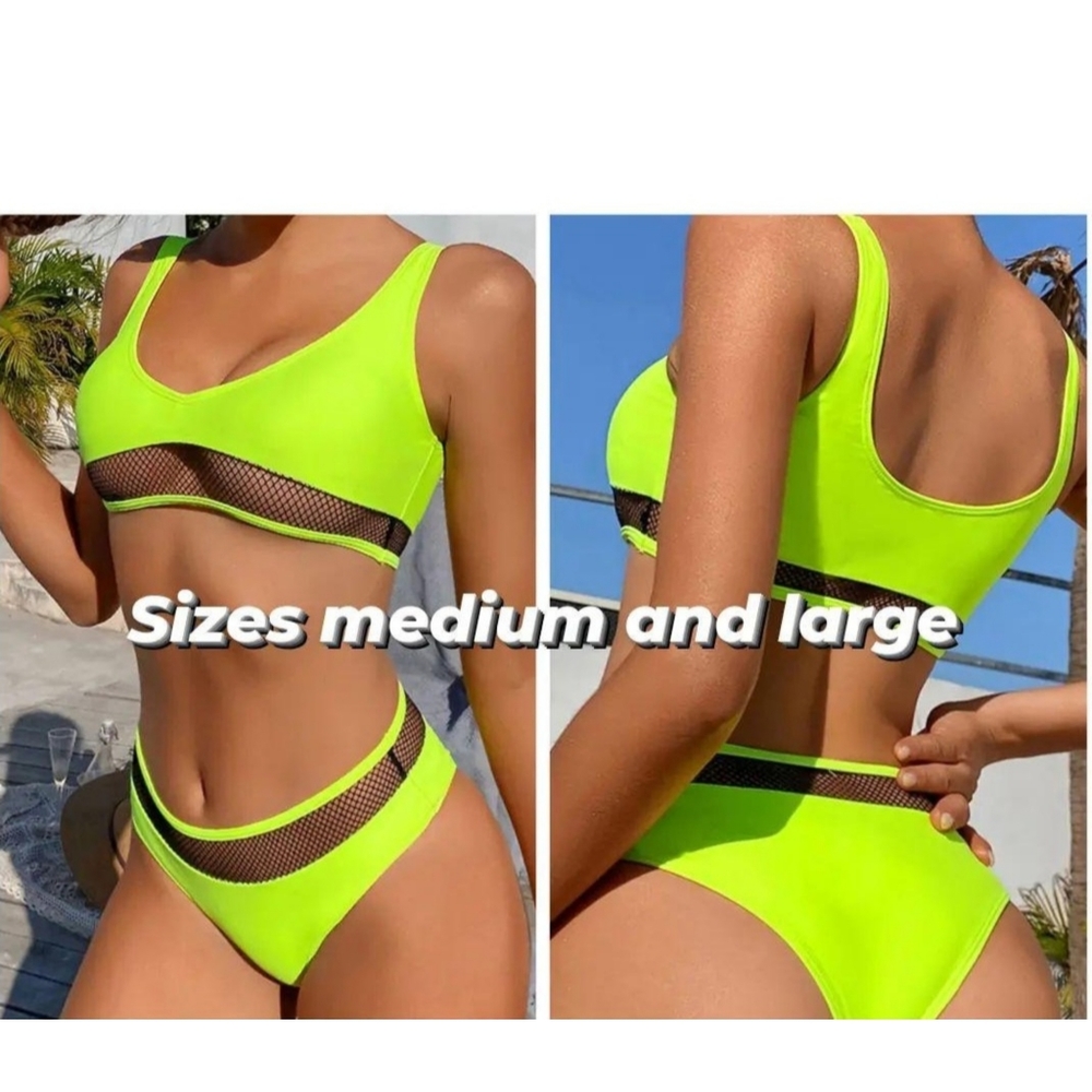 Lime green and black 2pc swim set